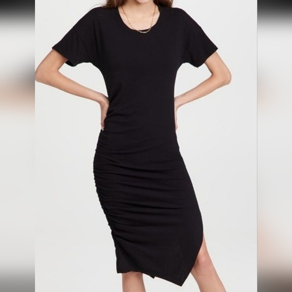 Sundry Black Sheath Midi Dress with Flutter Sleeves